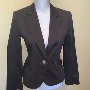 THEORY Charcoal Gray Blazer One Button Closure Office Siren Academia Career 6
